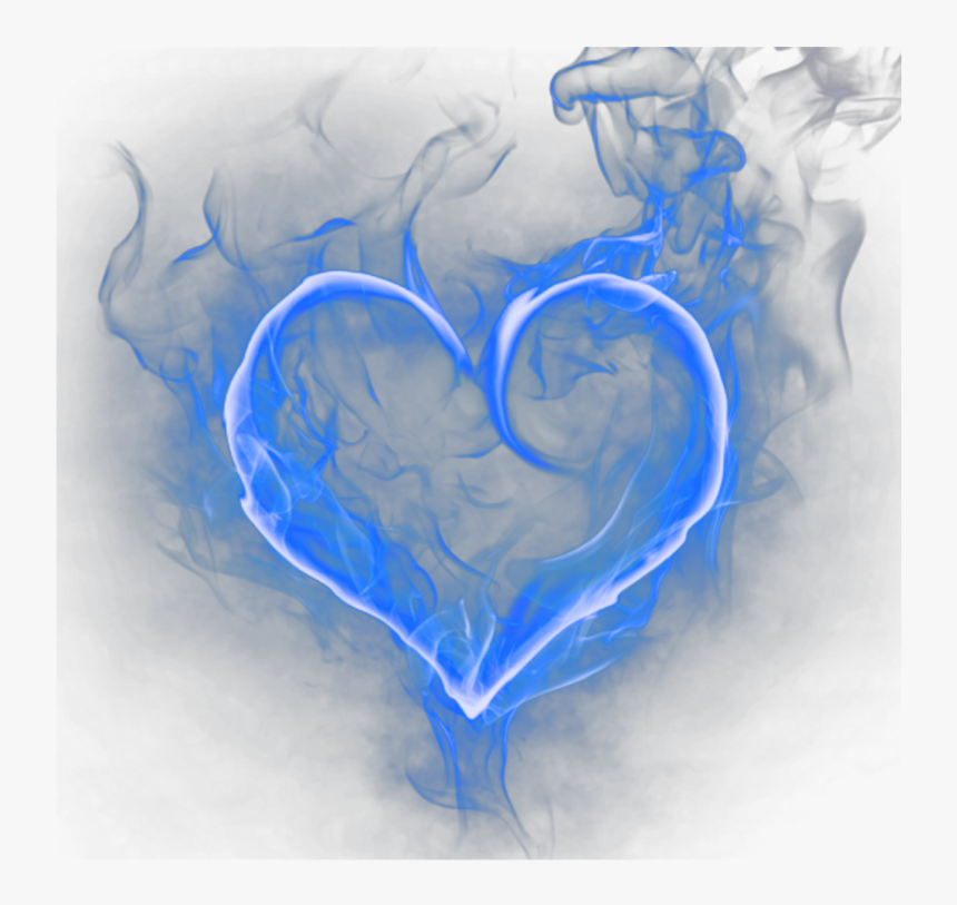 Ftestickers Heart Fire Flames Bluefire - Blue Fire Heart Png