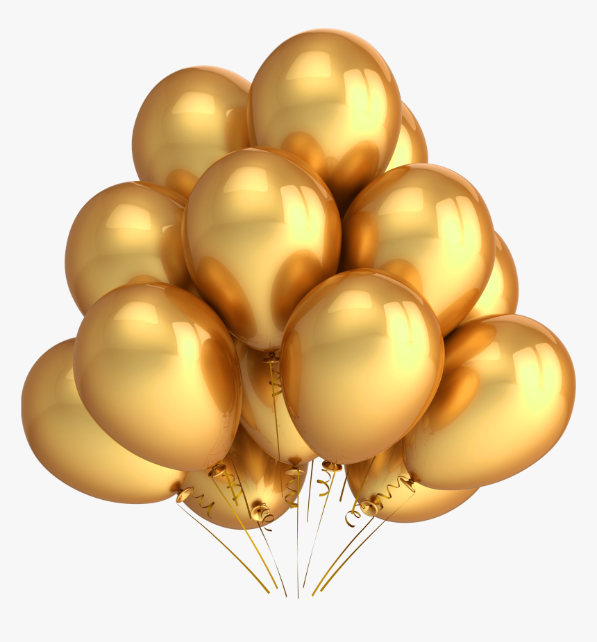 Golden Balloons - Birthday Balloons Png Gold