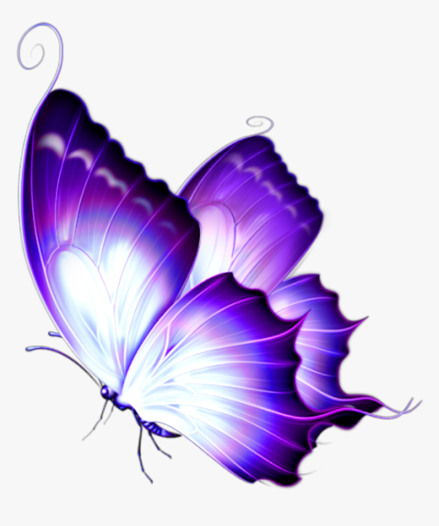 #ftestickers #butterfly #luminous #purple #blue - Transparent Glowing Butterfly Png