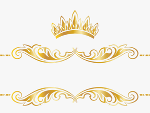 #gold #goldcrown #crown #swirls #banner #header #textline - Transparent Gold Crown Border