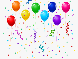 And Balloon Greeting Confetti Birthday Cake Party - Balloons Png Format Birthday Png