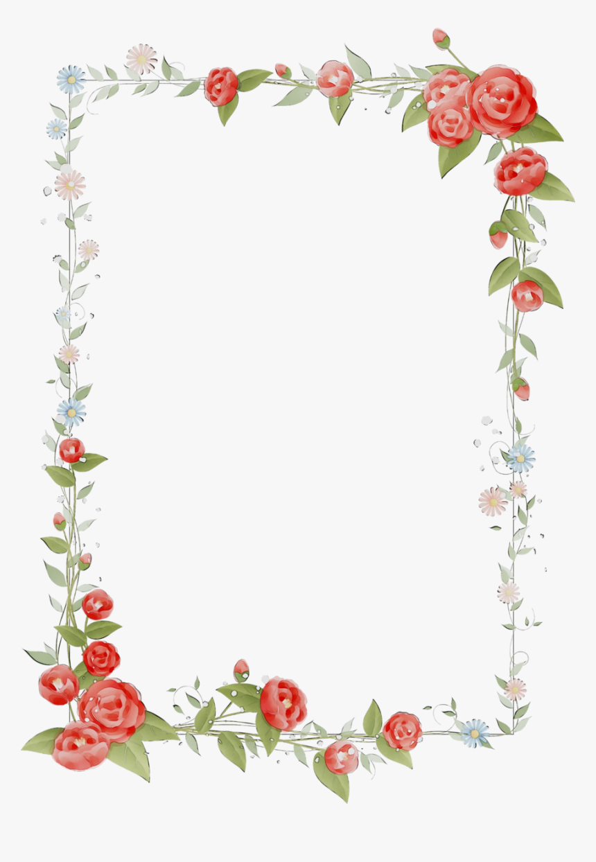 Hearts And Flowers Border Clipart - Background Design For Microsoft Word