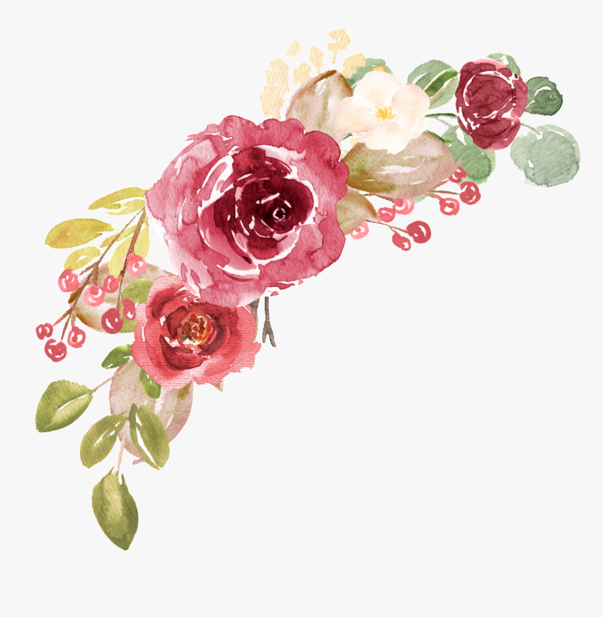 Hand Painted Realistic Retro Watercolor Flower Png - Pink Flowers Transparent Background