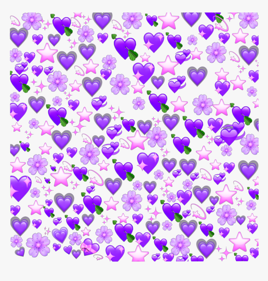 #purple #heart #stars #flower - Transparent Heart Emoji Meme Png
