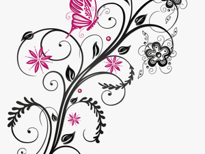 Butterfly Floral Flower Ornament Download Hq Png Clipart - Flower And Butterflies Vector