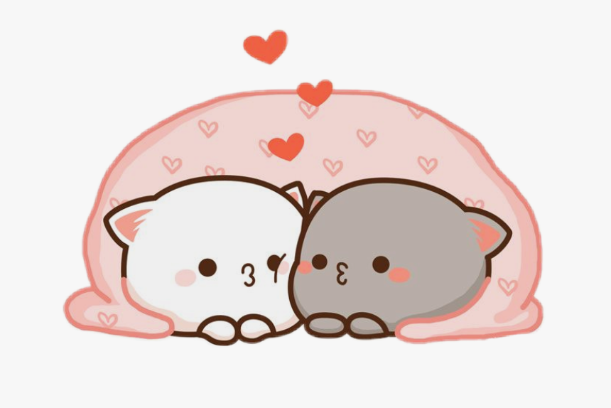 #freetoedit #cute #kawaii #cat #couple #love #hug #cuddle - Mochi Mochi Peach Cat Png