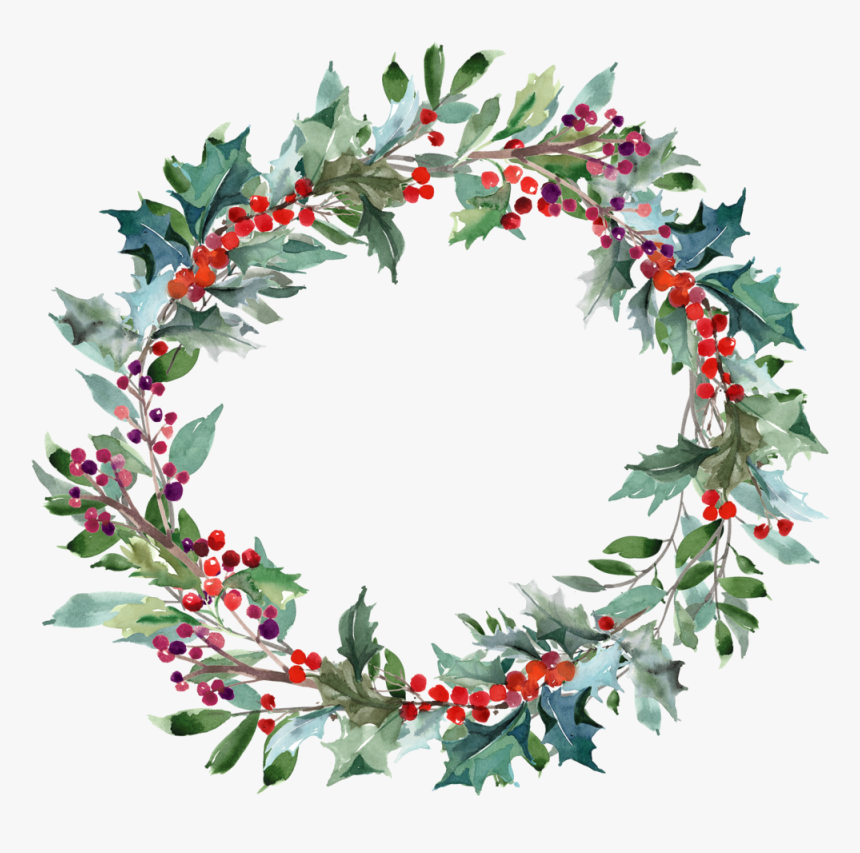 Watercolor Christmas Wreath Png