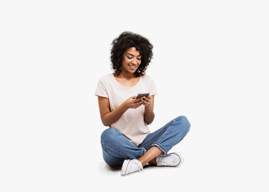 Girl Sitting With Mobile Png
