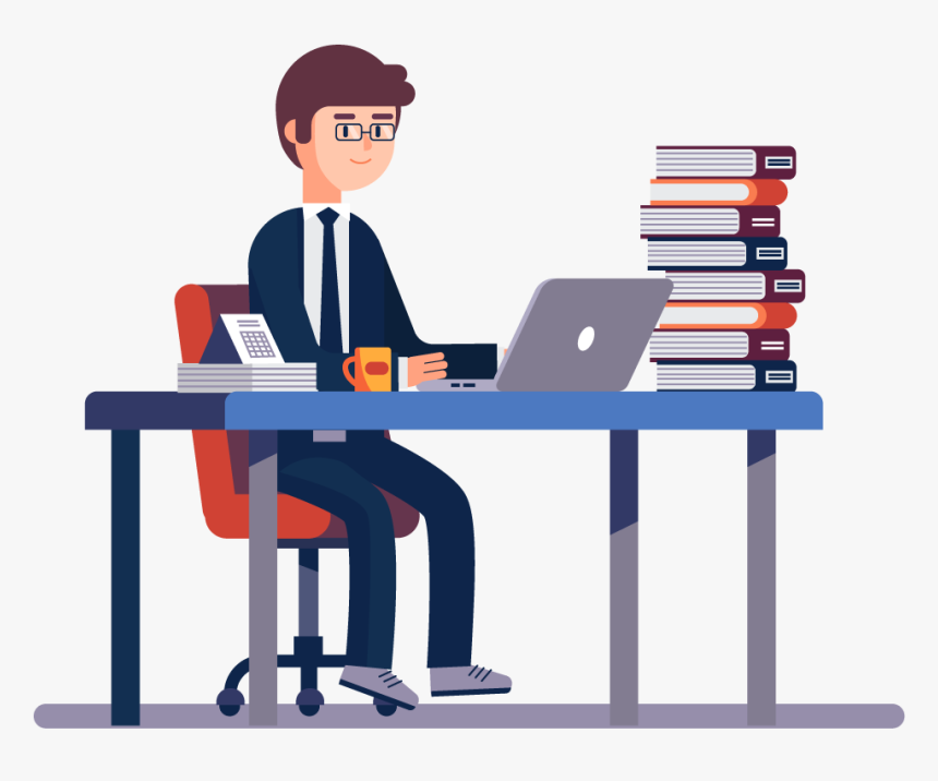 Man Working In Office Clipart