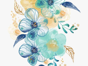 #watercolor #flowers #floral #bouquet #blue #teal #turquoise - Transparent Teal Watercolor Flowers
