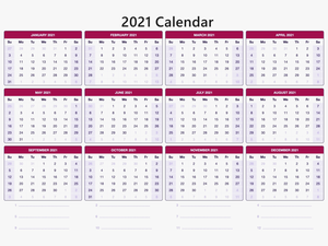Calendar 2021 Png Image - 12 Month Printable Calendar 2020