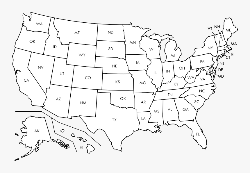 Usa Map Png - Black Printable Usa Map