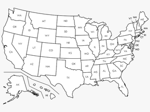 Usa Map Png - Black Printable Usa Map