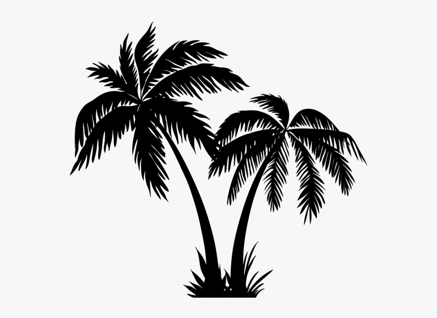 Palms Silhouette Clip Art Png Image - Coconut Tree Clipart Black And White