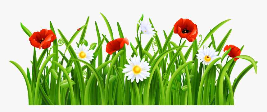 Grass With Flower Clipart Png - 