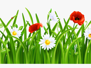 Grass With Flower Clipart Png - Flowers And Grass Png