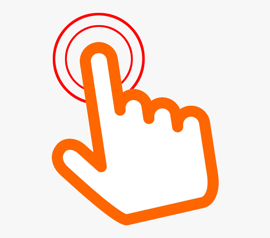 Orange Click Here Hand Png - Tra