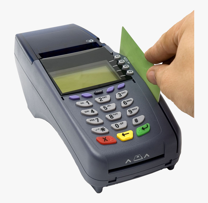 Swiping A Card Through A Pos Machine - Card Swipe Machine Png