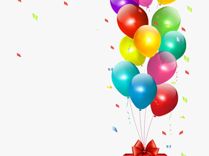 Party Balloon With Gift And Ribbons - Balloon Happy Birthday Png