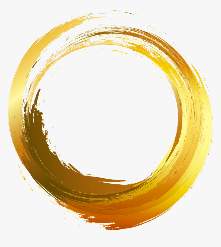 Gold Painted Vector Brush Ink Circle Painting Clipart - Circle Brush Stroke Png