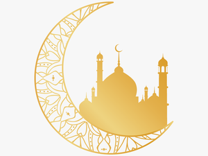 Religion Islam Golden Moon Religious Motifs Transprent - Half Ramadan Moon Png