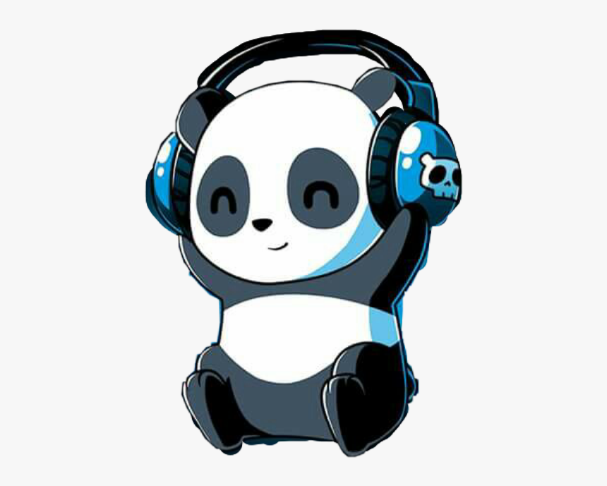 #panda #headphones #music #happypanda #smile #behappy - Cartoon Panda With Headphones