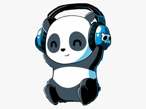#panda #headphones #music #happypanda #smile #behappy - Cartoon Panda With Headphones