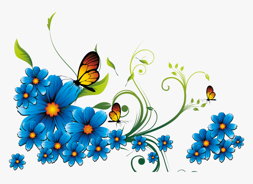 Изображение Для Плейкаста - Blue Flower Border Clipart