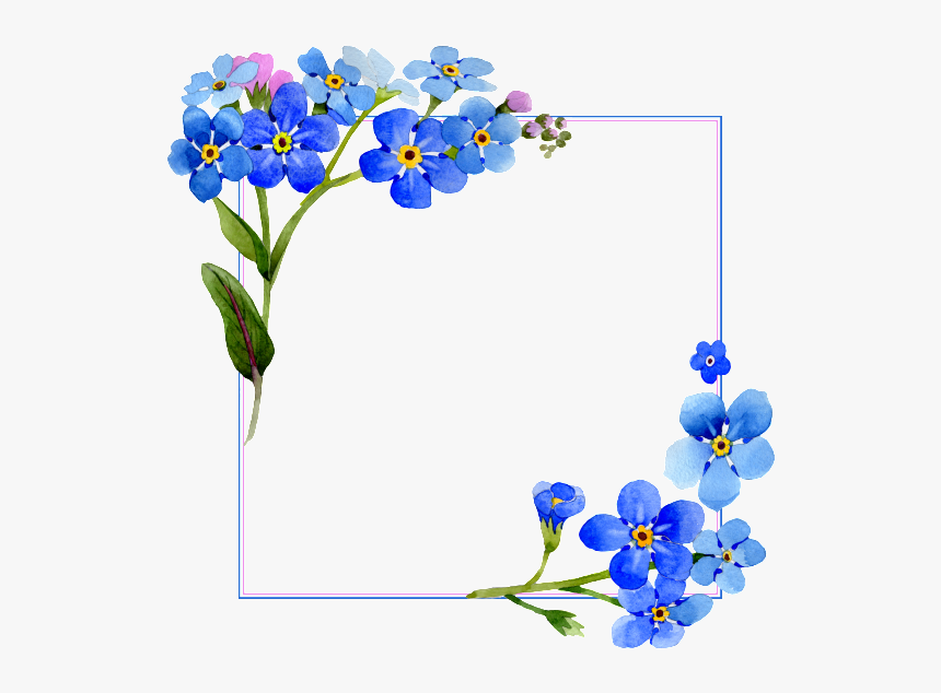 #blue #frame #border #square #flower #freetoedit #mimi - Flower Vector Frame Png